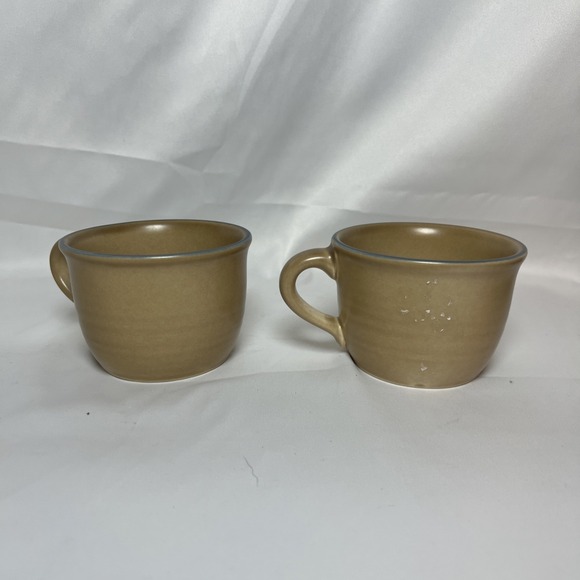 Set of 2 Pfaltzgraff Folk Art 289 Mugs – Vintage Blue Tan Stoneware Coffee Cups - Picture 3 of 5